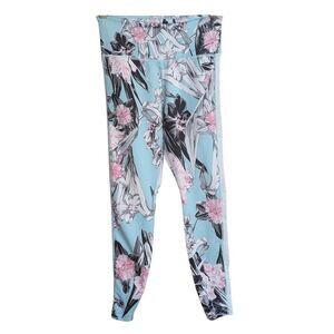Nike Dri-Fit Light Blue & Pink Floral Leggings S